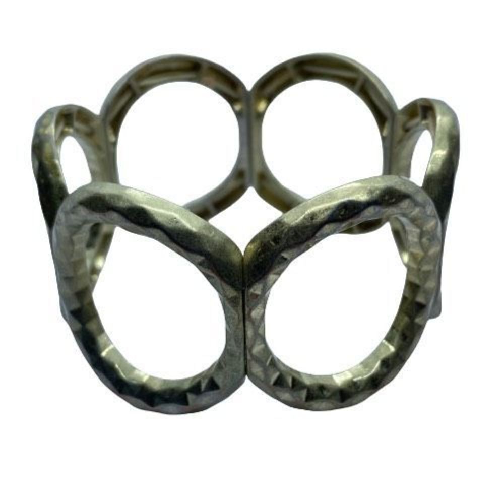 Fun Gold Tone Ringlet Chunky Statement Stretch Bracelet